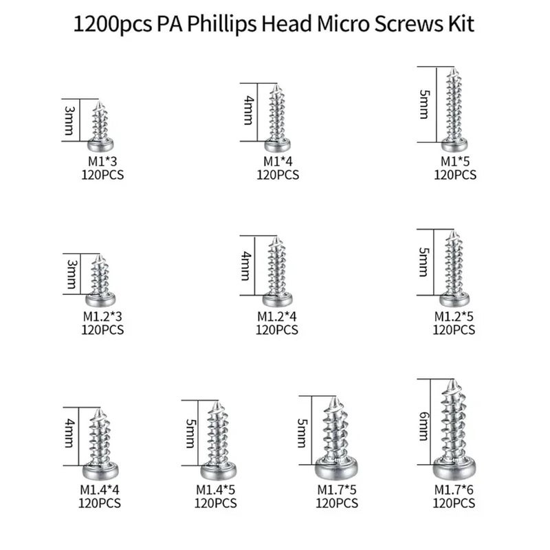 1200Pcs Mini Wood Screw Kit For DIY Electronics Watch And Sunglasses Repair - Image 4